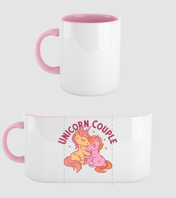 Pereche Unicorn model roz deschis pe tricou