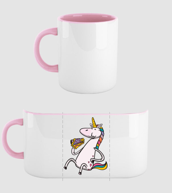 Unicorn cu prăjitură model roz deschis pe tricou