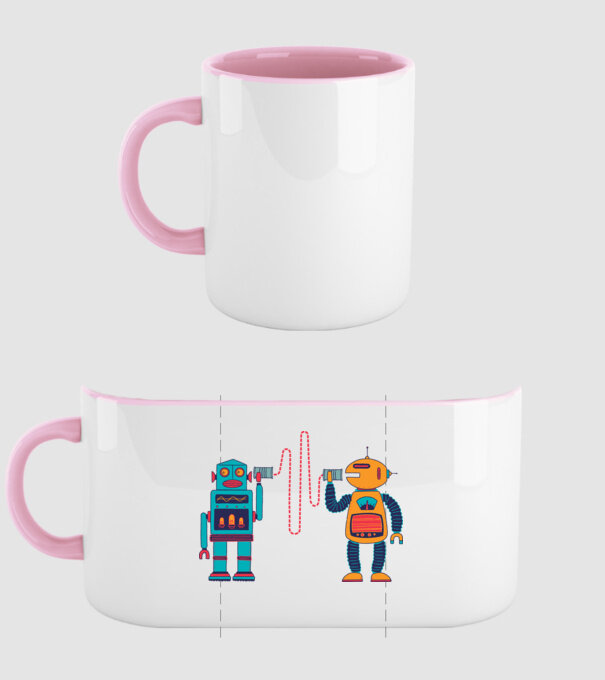 Walkie Talkie Robot model roz deschis pe tricou