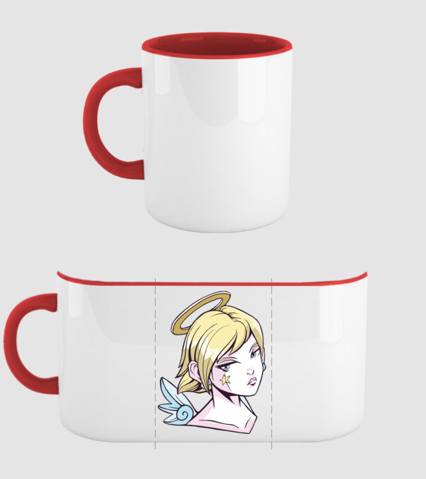 Anime Fată angelică model roșu pe tricou