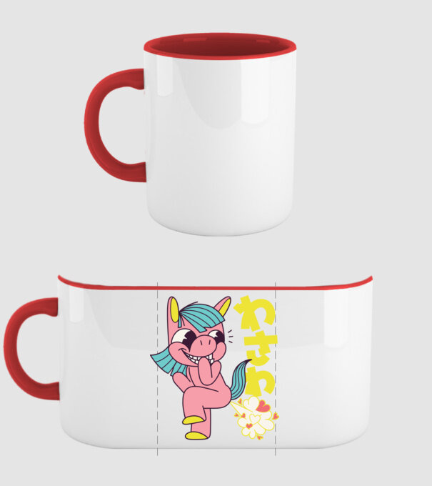 Bășică Unicorn model roșu pe tricou
