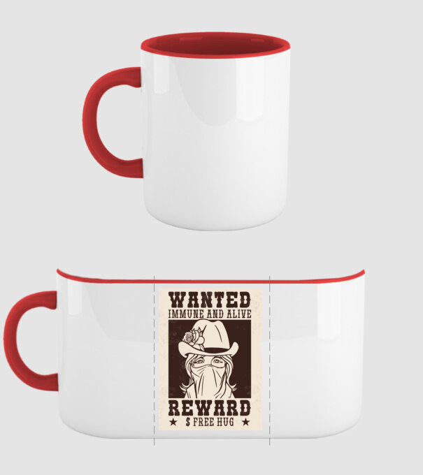 Afiș Wanted - Îmbrățișări gratuite model roșu pe tricou