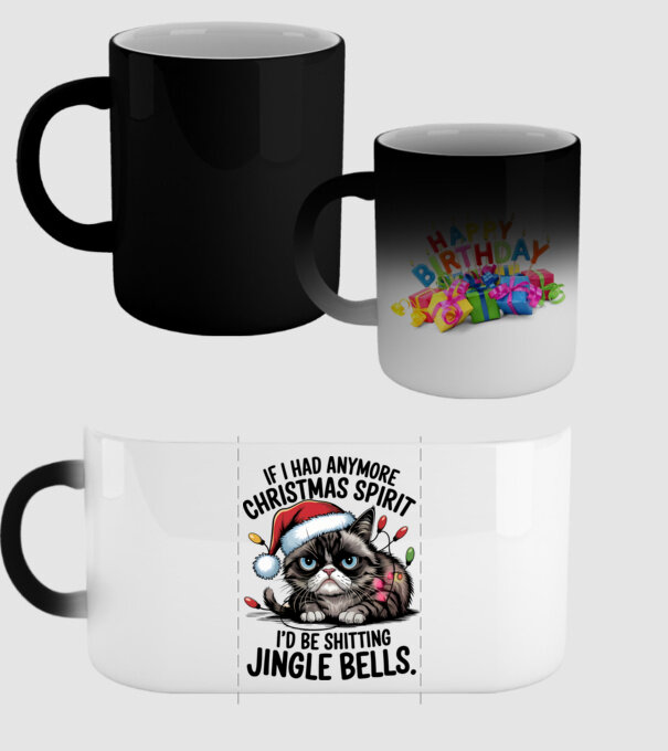 Christmas Spirit Grumpy Cat Alb model negru pe tricou