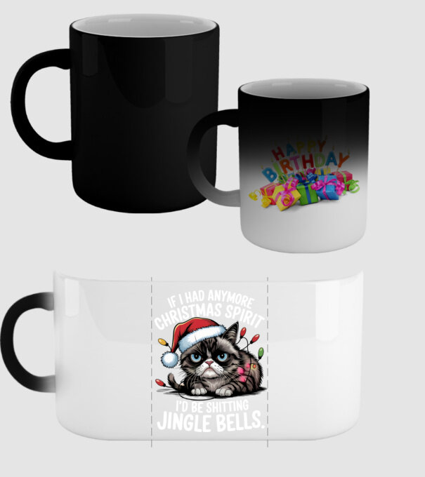 Christmas Spirit Grumpy Cat Negru model negru pe tricou