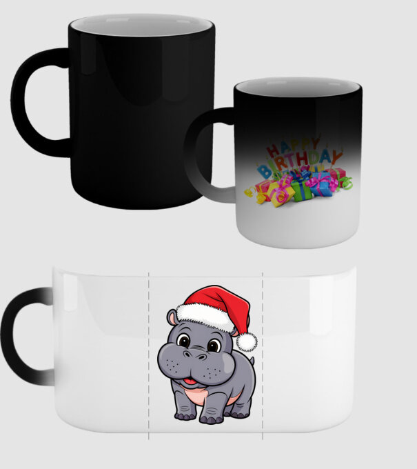 Crăciun Hippo model negru pe tricou
