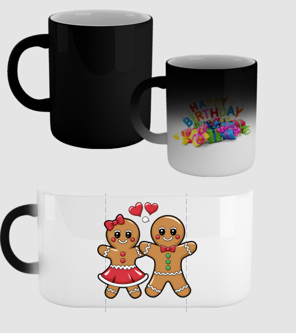 cuplu de turtă dulce în dragoste model negru pe tricou