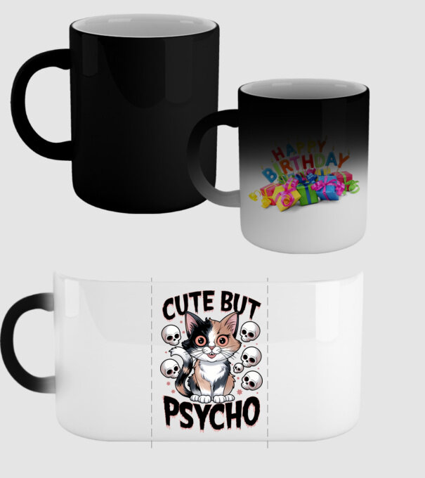 Cute, but Psycho pisică Alb model negru pe tricou