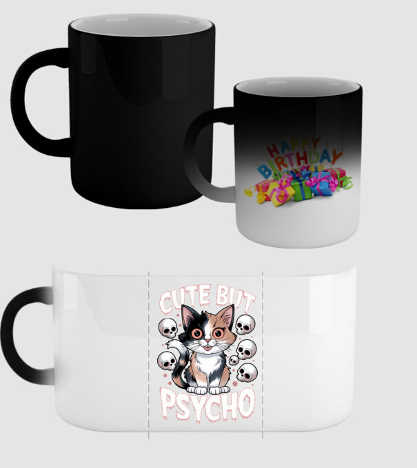 Cute, but Psycho pisică Negru model negru pe tricou