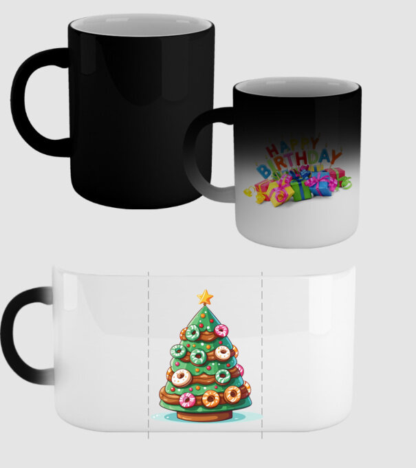 Doughnut pom de Crăciun model negru pe tricou