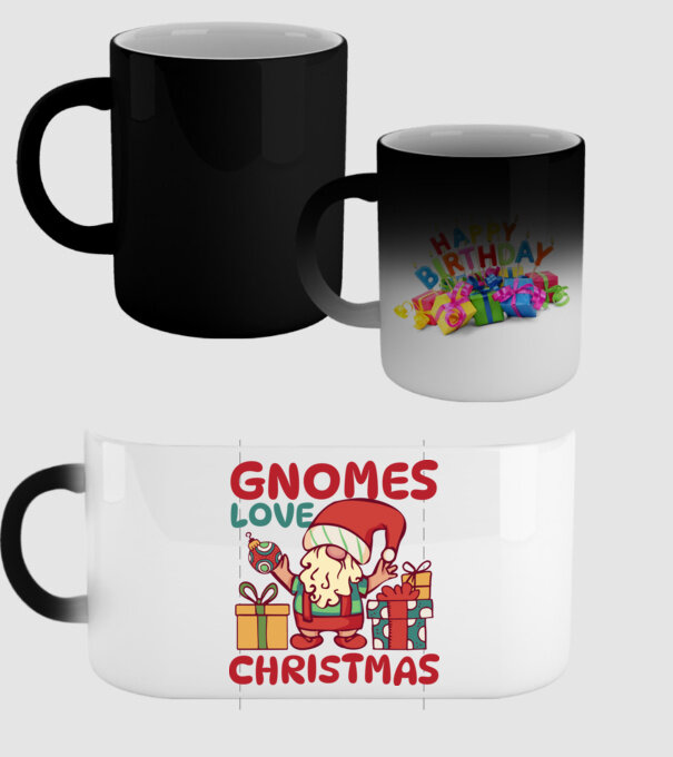 Gnomes LOVE Christmas model negru pe tricou