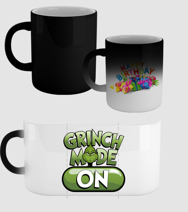 Grinch mode ON model negru pe tricou