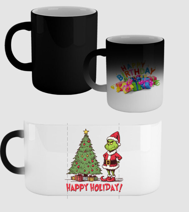 Happy Holiday Grinch model negru pe tricou