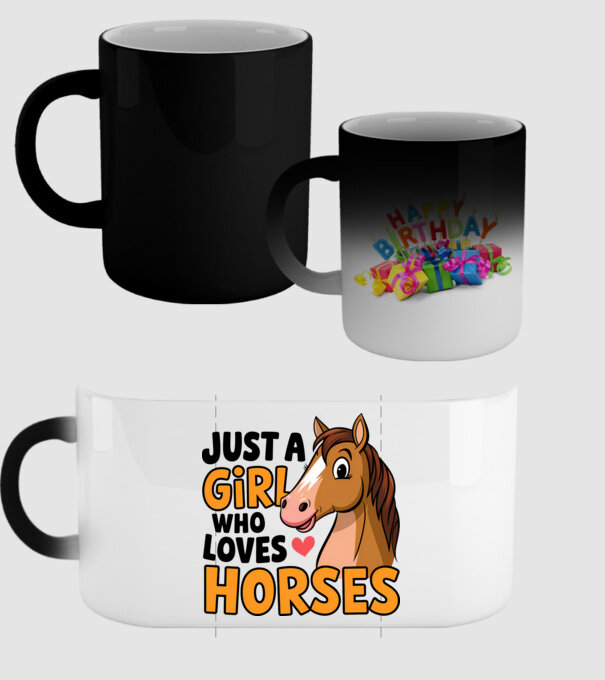 Just a girl who loves horses Alb model negru pe tricou