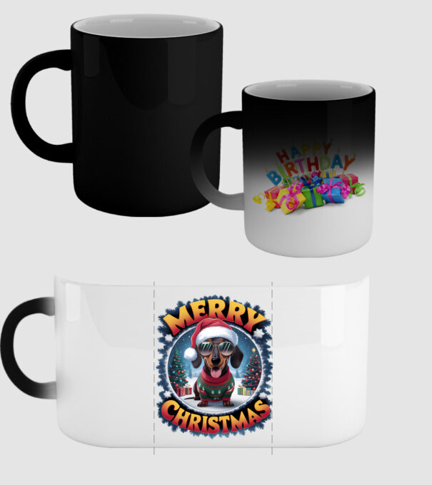 Merry Christmas Teckel model negru pe tricou