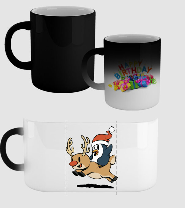 pinguin reindeer cristmas model negru pe tricou