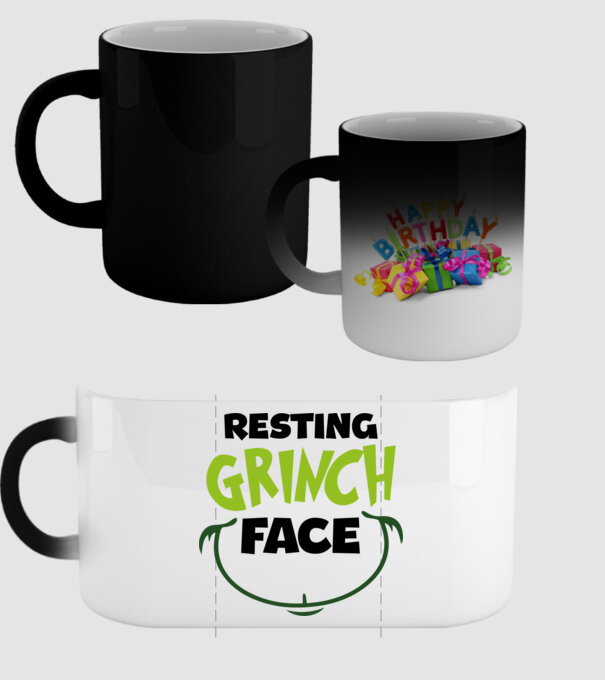 Resting Grinch face model negru pe tricou