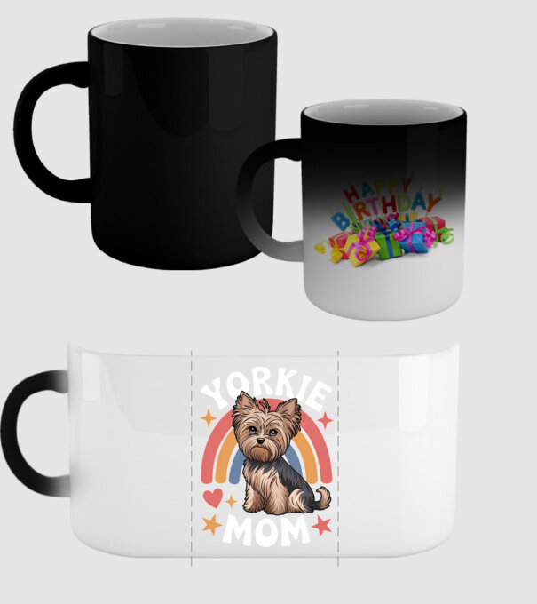 Yorkie Mom Negru model negru pe tricou