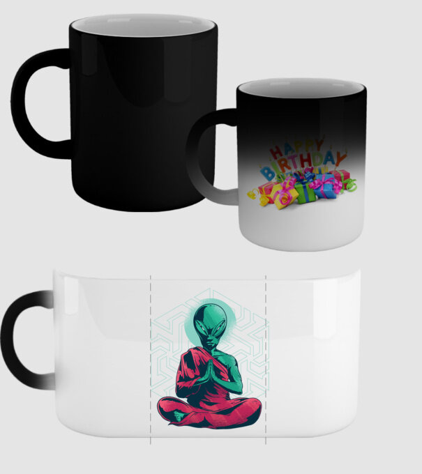 Meditație Alien model negru pe tricou