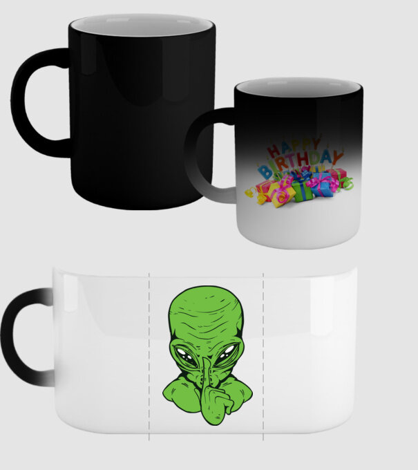 Alien Psst model negru pe tricou