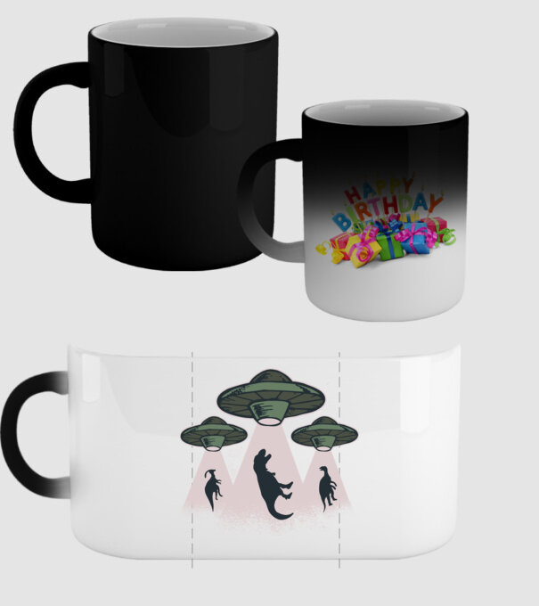 Alien OZN dinozaur model negru pe tricou