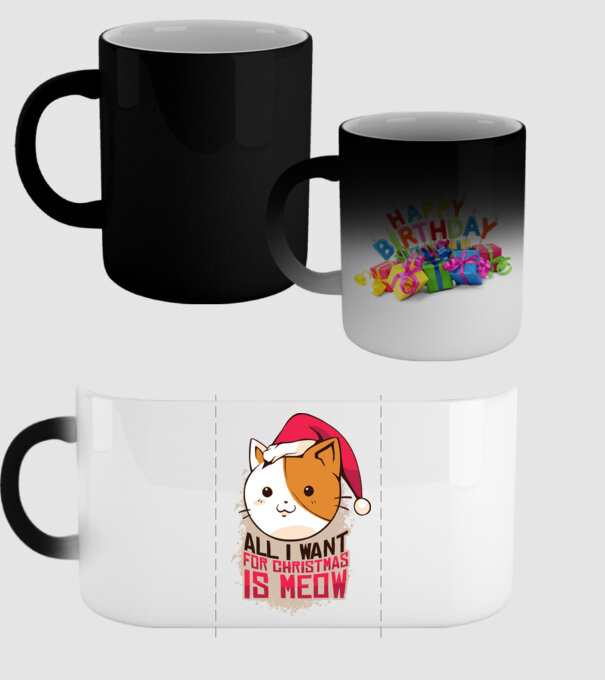 All I want for christmas is MEOW tricou cu pisică model negru pe tricou