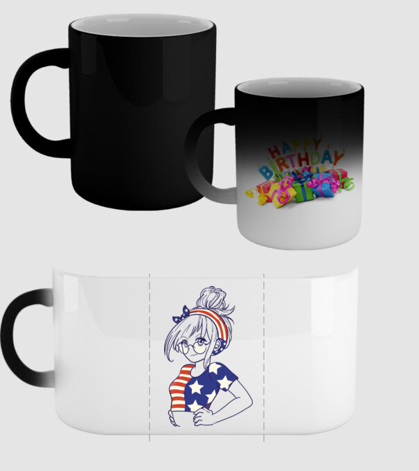 fată Americană Anime model negru pe tricou