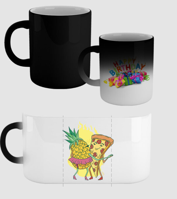 Pizza cu ananas Dragoste model negru pe tricou
