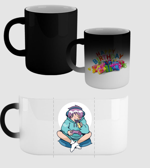 Anime Gamer Fată cu ciocolată model negru pe tricou