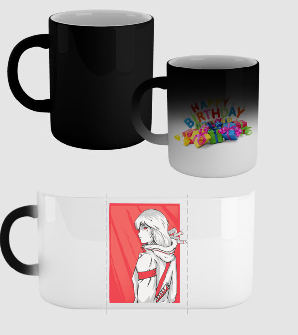 Anime fată Războinic model negru pe tricou