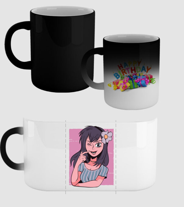 Fată Anime model negru pe tricou