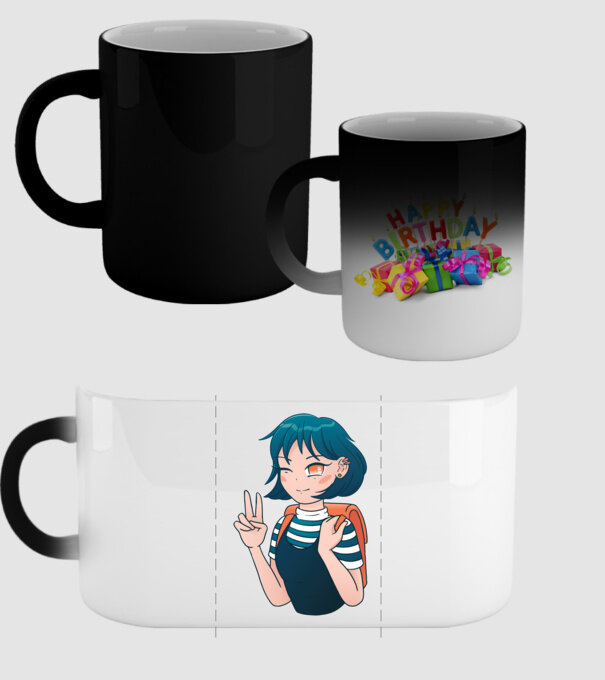 Anime fată model negru pe tricou