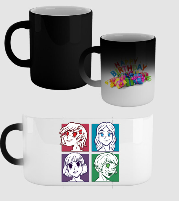 Fețe Anime fată Pop Art model negru pe tricou