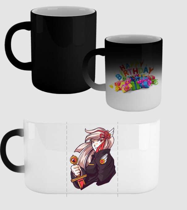fată Anime cu sabie model negru pe tricou