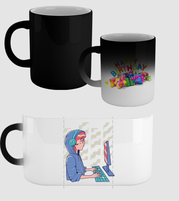 Anime Programator fată model negru pe tricou