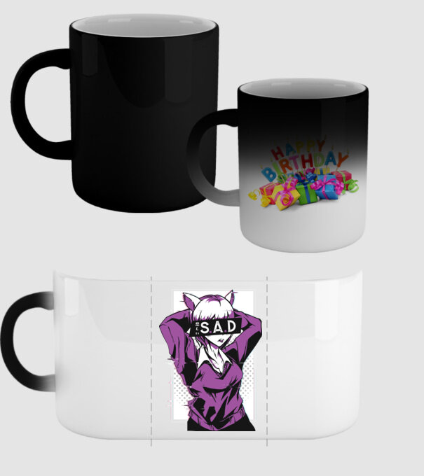 Anime fată tristă model negru pe tricou