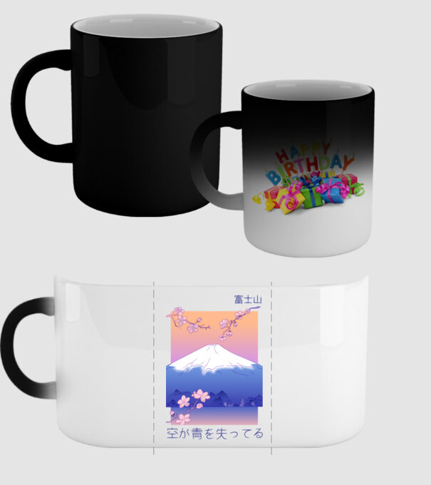 Anime Vaporwave munte model negru pe tricou