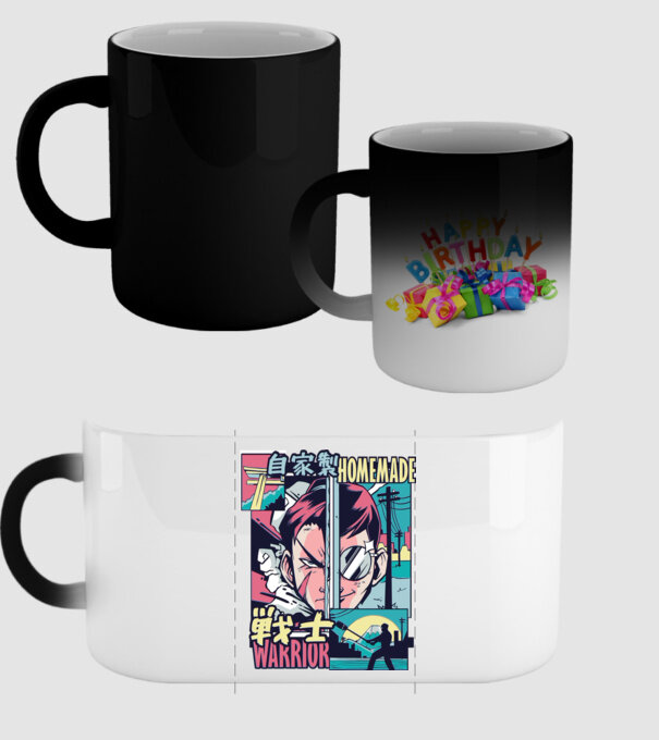 Anime Vaporwave Home Made Warrior model negru pe tricou