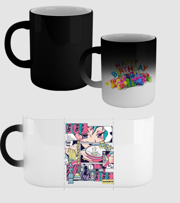 Anime Vaporwave Ramen model negru pe tricou