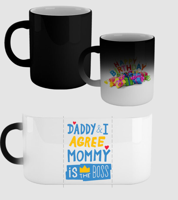 Mama e șefa model negru pe tricou