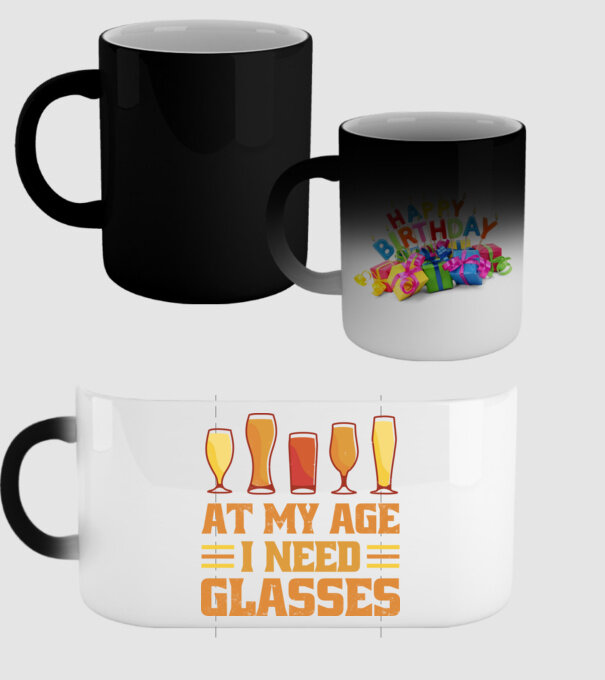At my age i need glasses model negru pe tricou
