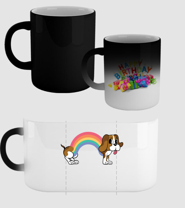 Beagle curcubeu model negru pe tricou