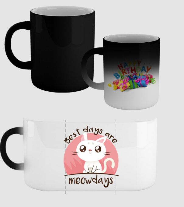 Best days are Meowdays model negru pe tricou