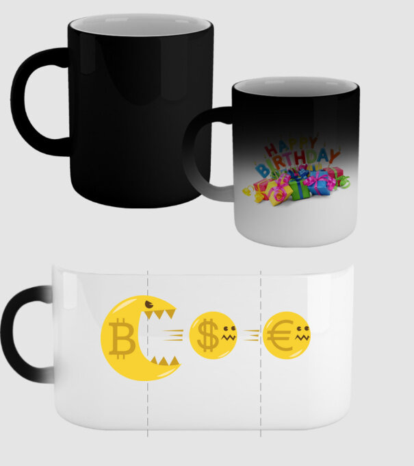 Bitcoin Pacman model negru pe tricou