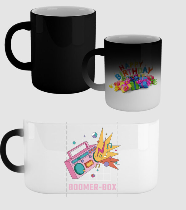Boomer Box Magnetofon Retro model negru pe tricou