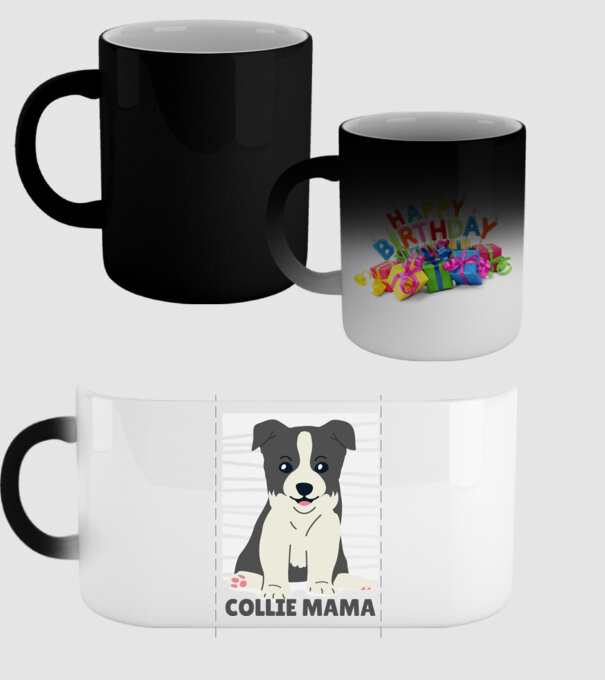 Border Collie Mamă model negru pe tricou