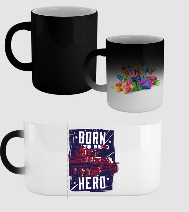 Born To be A Hero cu tanc model negru pe tricou
