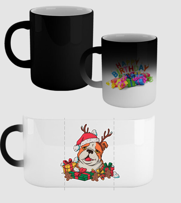 Bulldog de Crăciun model negru pe tricou