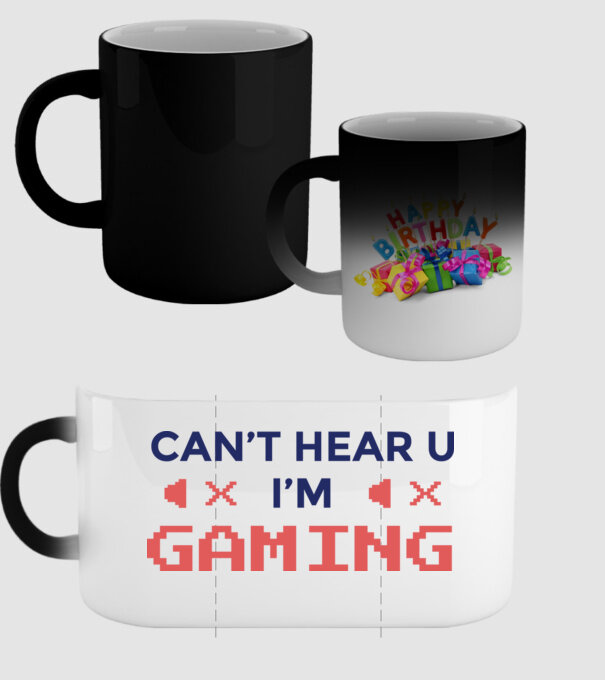 'Can''t hear U - I''m Gaming' model negru pe tricou