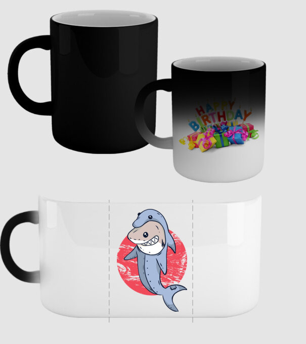 Rechin în costum de delfin model negru pe tricou