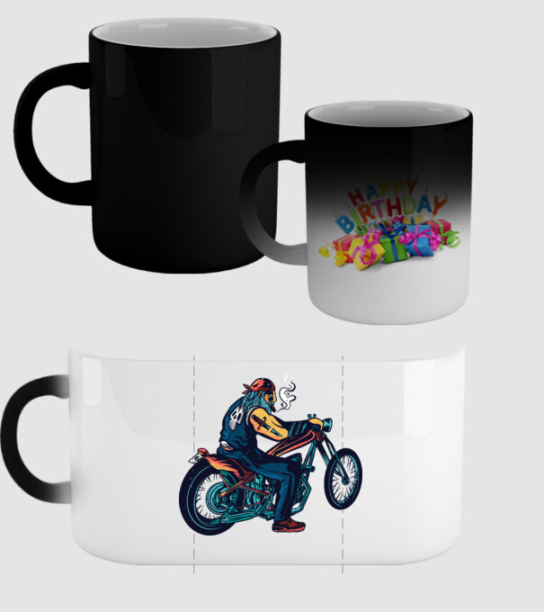 Motociclist Chopper model negru pe tricou